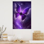 Lila Schmetterling in Blitzwandkunst Poster (Küche)