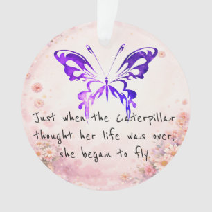 Lila-Schmetterling-Inspirationszitat  Ornament