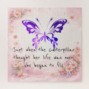 Lila Schmetterling Inspirierender Spruch Puzzle