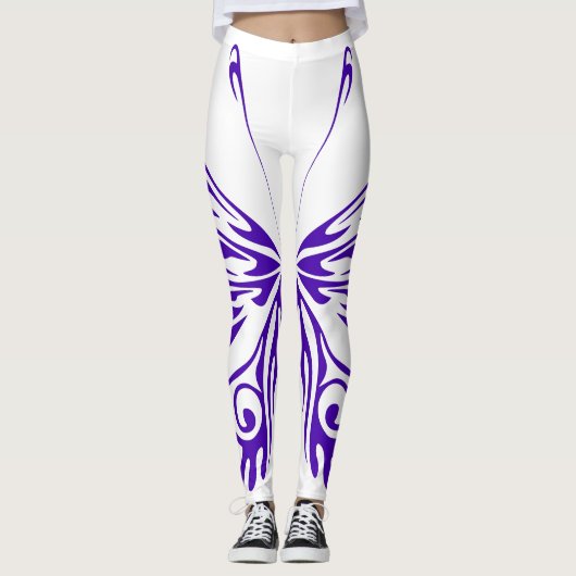 Lila Schmetterling Leggings (Vorderseite)