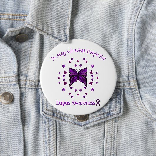 Lila Schmetterling Lupus Bewusstsein Lila Band Mai Button (Beispiel)