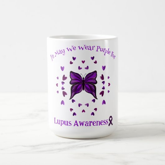Lila Schmetterling Lupus Bewusstsein Lila Band Mai Kaffeetasse (Mittel)