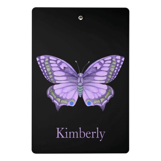Lila Schmetterling Mini Klemmbrett (Rückseite)