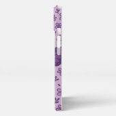 Lila Schmetterling mit floralen Telefongehäusen iPhone Hülle (Linke Seite)