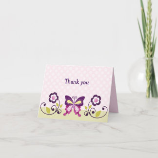 Lila Schmetterling mit Hübschen Blume Mitteilungsk Dankeskarte