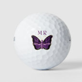 Lila Schmetterling Mit Monogramm Golfball (Vorderseite)