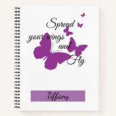 Lila Schmetterling Motivierend Notizblock (Vorderseite)