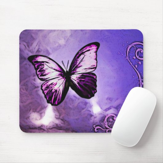 Lila Schmetterling Mousepad (Mit Mouse)