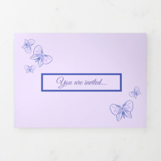 Lila Schmetterling niedliche Violette Dreifach Gefaltete Einladung