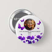 Lila Schmetterling Oma Foto Button (Vorne & Hinten)