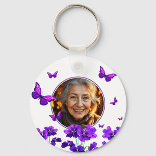 Lila Schmetterling Oma Foto Schlüsselanhänger