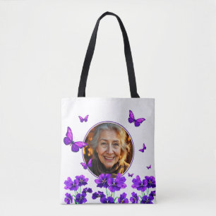Lila Schmetterling Oma Foto Tasche