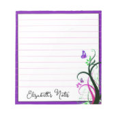 Lila Schmetterling personalisiert Notizblock (Vorderseite)