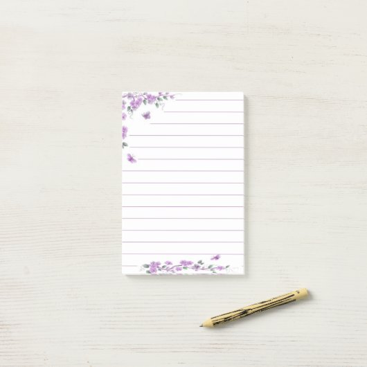 Lila Schmetterling Post-it Klebezettel (Auf Schreibtisch)