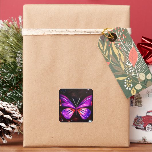 Lila Schmetterling Quadratischer Aufkleber (Feiertag)
