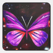 Lila Schmetterling Quadratischer Aufkleber (Vorderseite)