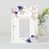 Lila Schmetterling Quinceanera Padrinos de Ehre Einladung (Stehend Vorderseite)