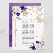Lila Schmetterling Quinceanera Padrinos de Ehre Einladung (Vorne/Hinten)