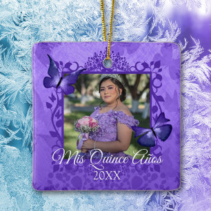 Lila Schmetterling Quinceanera Personalisierte Orn Keramikornament