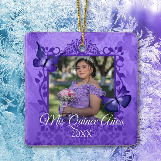 Lila Schmetterling Quinceanera Personalisierte Orn Keramikornament