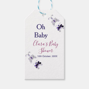 Lila Schmetterling Rosa Babydusche - Baby modern Geschenkanhänger