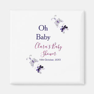 Lila Schmetterling Rosa Babydusche - Baby modern Magnet