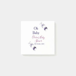 Lila Schmetterling Rosa Babydusche - Baby modern Post-it Klebezettel