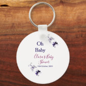 Lila Schmetterling Rosa Babydusche - Baby modern Schlüsselanhänger (Vorderseite)