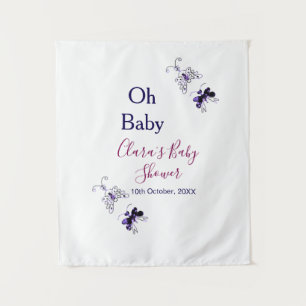Lila Schmetterling rosa Babyparty oh Baby modern Wandteppich