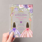 Lila Schmetterling Rosa Zwillingsblume Gold Quince Acryleinladungen (Insitu (Handheld))