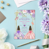 Lila Schmetterling Rosa Zwillingsblume Gold Quince Acryleinladungen (In Situ (Hochzeit))