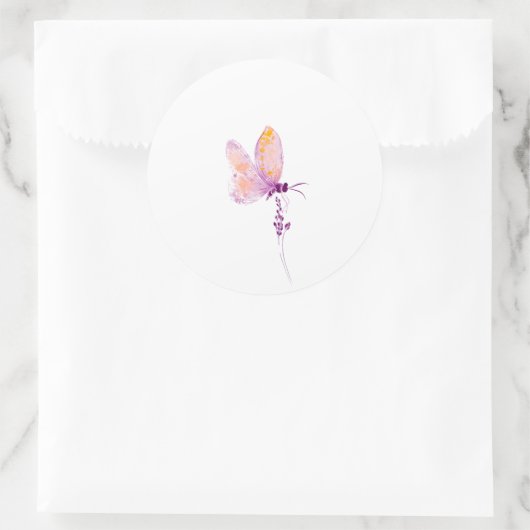 Lila Schmetterling Runder Aufkleber (Tasche)