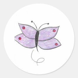 Lila Schmetterling Runder Aufkleber