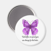 Lila Schmetterling runder Magnet (Vorderseite/Rückseite)