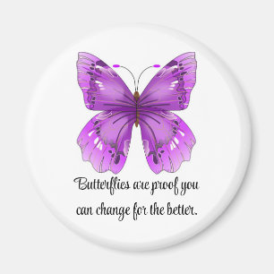 Lila Schmetterling runder Magnet