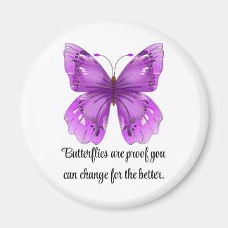 Lila Schmetterling runder Magnet