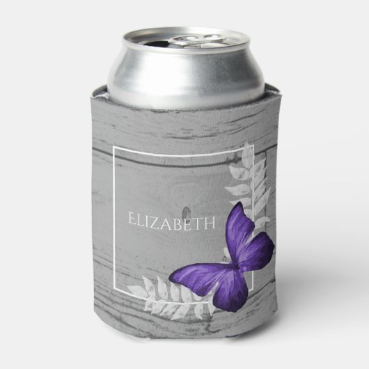 Lila Schmetterling Rustikal kann kühlen Dosenkühler (Kanne Vorderseite)