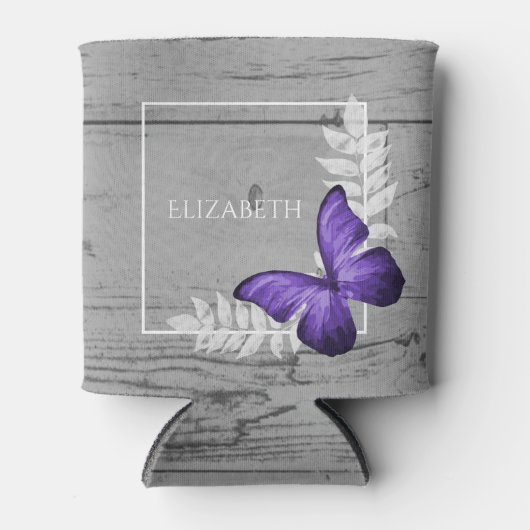 Lila Schmetterling Rustikal kann kühlen Dosenkühler (Vorderseite)