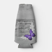 Lila Schmetterling Rustikale Personalisierte Flasc Flaschenkühler (Vorderseite)