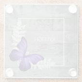Lila Schmetterling Rustikaler Untersetzer aus Pers (Rückseite)