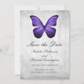 Lila Schmetterling Save the Date einladen Einladung (Vorderseite)