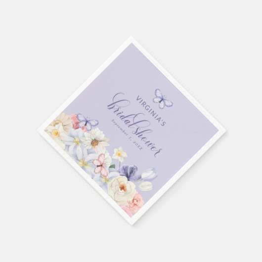 Lila Schmetterling Serviette (Ecke)