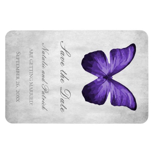 Lila Schmetterling Speichern Sie das Datumsfenster Magnet (Horizontal)