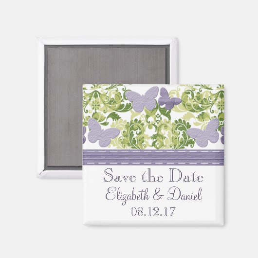 Lila Schmetterling Speichern Sie das Datumsfenster Magnet (Vorderseite/Rückseite)