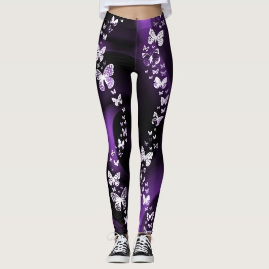 Lila Schmetterling Swirl Leggings (Vorderseite)
