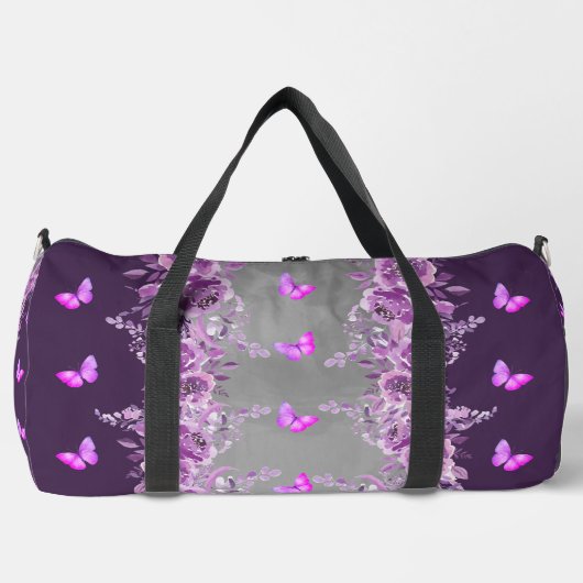 Lila Schmetterling-Tasche Duffle Bag (Vorderseite)