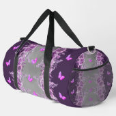 Lila Schmetterling-Tasche Duffle Bag (Rechte Ecke)