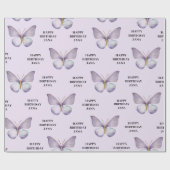 Lila Schmetterling und glücklicher Geburtstag Geschenkpapier (Flach)