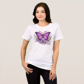 Lila Schmetterling und Lavendel-Shirt Tri-Blend Shirt (Vorderseite voll)