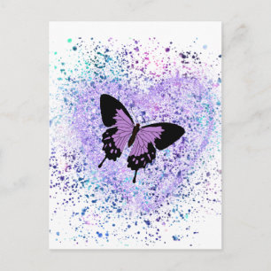 Lila Schmetterling und Malkarte Postkarte